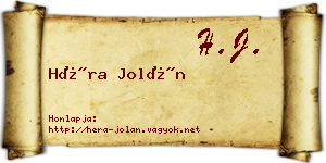 Héra Jolán névjegykártya