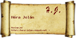 Héra Jolán névjegykártya